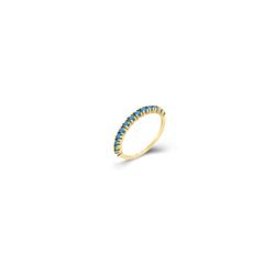 Anillo Plata Dorada Mujer ANZ0211DOTU10 Piedras Turquesa