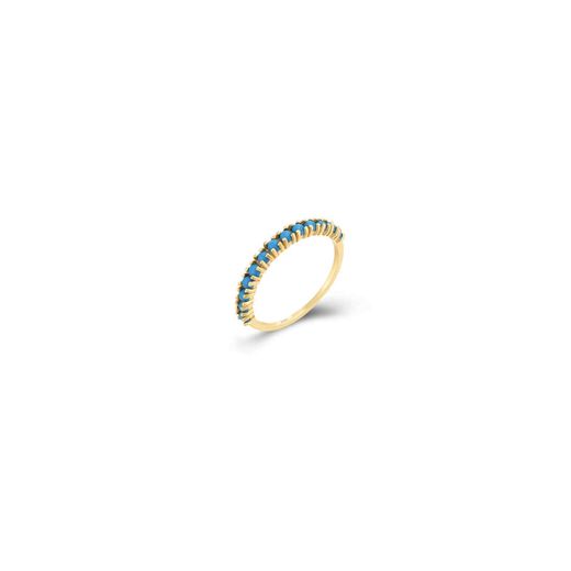Anillo Plata Dorada Mujer ANZ0211DOTU10 Piedras Turquesa