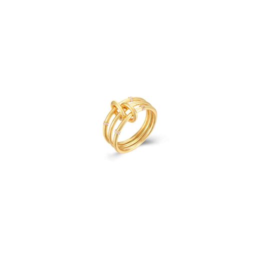 Anillo Plata Dorada Mujer ANZ0212DOXX10 Triple Aro Circonitas