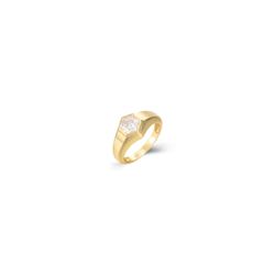 Anillo Plata Dorada Mujer ANZ0213DOXX12 Hexágono Circonita