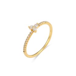Anillo Plata Dorada Mujer ANZ0215DOXX10 Flor Circonitas