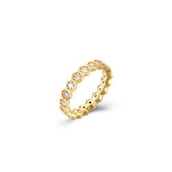 Anillo Plata Dorada Mujer ANZ0229DOXX10 Hexágonos Circonitas