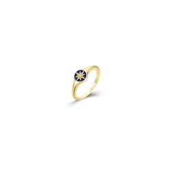 Anillo Plata Dorada Mujer ANZ0230DOEB10 Estrella Polar Circonitas & Enamel Azul