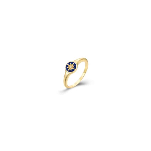 Anillo Plata Dorada Mujer ANZ0230DOEB10 Estrella Polar Circonitas & Enamel Azul
