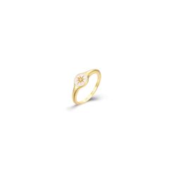 Anillo Plata Dorada Mujer ANZ0230DOEW10 Estrella Polar Circonitas & Enamel Blanco