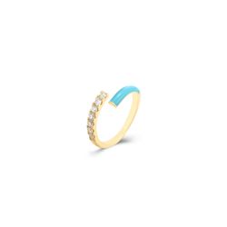Anillo Plata Dorada Mujer ANZ0240DOET12 Abierto Enamel turquesa Circonitas