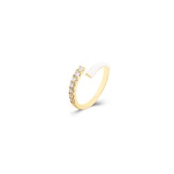 Anillo Plata Dorada Mujer ANZ0240DOEW12 Abierto Enamel Blanco Circonitas