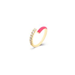 Anillo Plata Dorada Mujer ANZ0240DOHP12 Abierto Enamel Hot Pink Circonitas