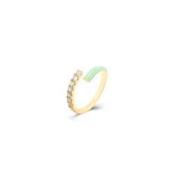 Anillo Plata Dorada Mujer ANZ0240DOME12 Abierto Enamel Mint Green Circonitas