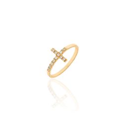 Anillo Plata Dorada Mujer ANZ0241DOCZ10 Cruz Circonitas