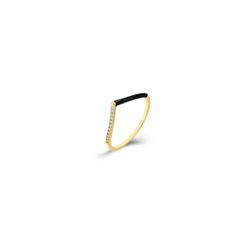 Anillo Plata Dorada Mujer ANZ0245DOEN10 Circonitas Enamel Negro