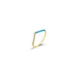 Anillo Plata Dorada Mujer ANZ0245DOET10 Circonitas Enamel Turquesa