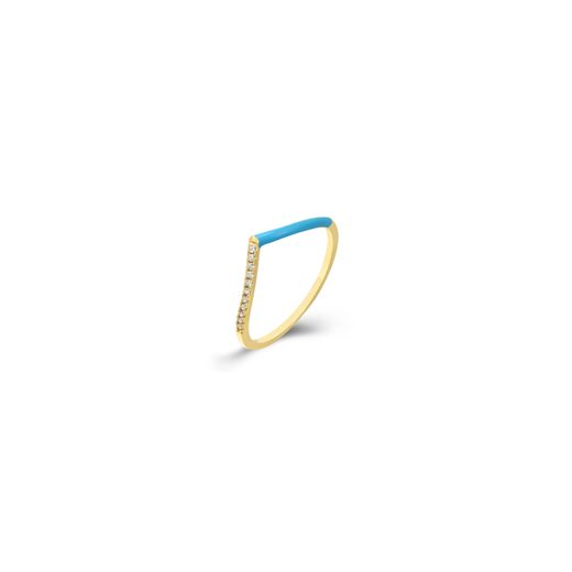 Anillo Plata Dorada Mujer ANZ0245DOET10 Circonitas Enamel Turquesa