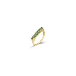 Anillo Plata Dorada Mujer ANZ0254DOZV10 Barra Circonitas Verdes