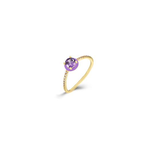 Anillo Plata Dorada Mujer ANZ0259DOEI12 Enamel Amatista Circonita Amatista