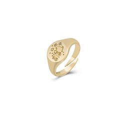 Anillo Plata Dorada Mujer ANZ0273DO Zodiaco Libra Circonita