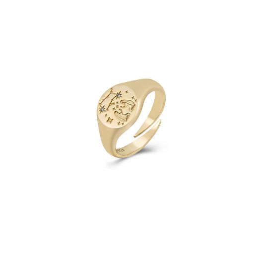 Anillo Plata Dorada Mujer ANZ0281DO Zodiaco Géminis Circonita