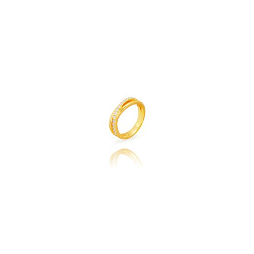 Anillo Plata Dorada Mujer ANZ0329DO12 Bandas Cruzadas C. circonitas