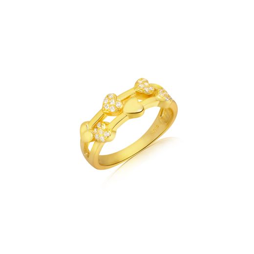 Anillo Plata Dorada Mujer ANZ0342DO10 Corazones Circonitas