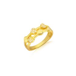 Anillo Plata Dorada Mujer ANZ0342DO14 Corazones Circonitas