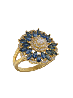 Anillo Plata Dorada Mujer PANI2226/C Circonitas Blancas Bicolor Azules