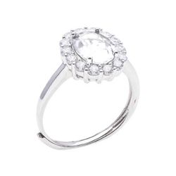 Anillo Plata Dorada R05204GP-11 Piedra Redonda Con Circonitas