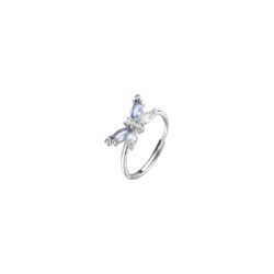 Anillo Plata Dorada R19901GD-11 Mariposa Con Circonitas