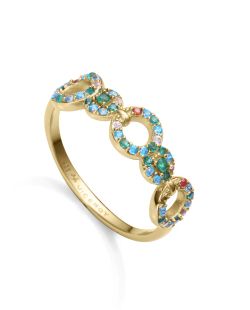 Anillo Plata Dorada Viceroy 15120A010-39 Círculos Circonitas Multicolor