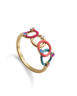 Anillo Plata Dorada Viceroy 15128A012-99 Círculos Multicolor