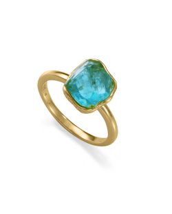 Anillo Plata Dorada Viceroy Mujer 2370A012-43 Piedra Apatita Azul Montada