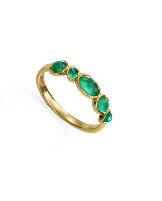 Anillo Plata Dorada Viceroy Mujer 2372A012-42 Piedras Naturales Ágata Verde
