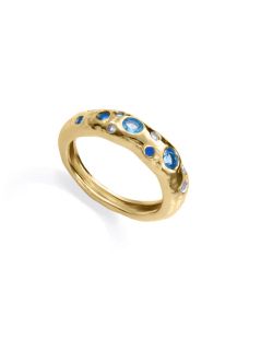 Anillo Plata Dorada Viceroy Mujer 2373A012-33 Circonitas Azules Bicolor Blancas