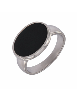 Anillo Plata Hombre PSCE11/14 Sello Ovalado Chapado Negro
