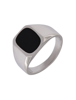 Anillo Plata Hombre PSCE2/14 Sello Cuadrado Chapado Negro