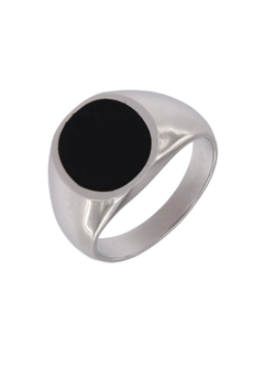 Anillo Plata Hombre PSCE3/14 Sello Redondo Chapado Negro