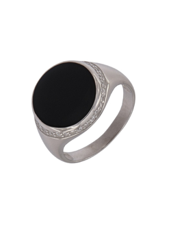 Anillo Plata Hombre PSCE5/14 Sello Redondo Chapado Negro