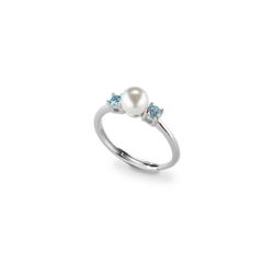 Anillo Plata J10481M14 Perla Circonitas Azules