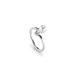 Anillo Plata J10482M14 Perla Circonita Azul