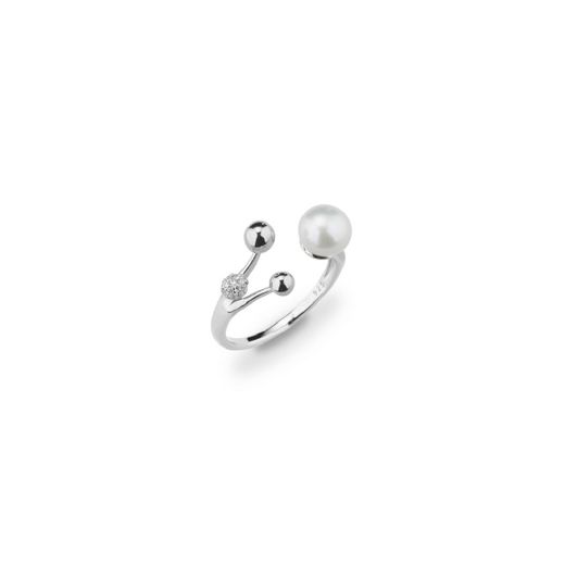 Anillo Plata J10982M14 Abierto Perla & Circonitas