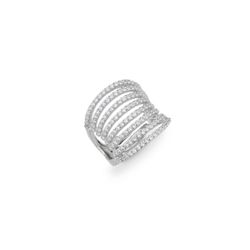 Anillo Plata J11673M17 Abierto Bandas Circonitas