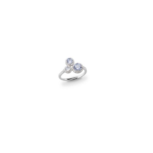 Anillo Plata J11717M17 Abierto Piedras Aguamarina Circonitas