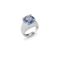 Anillo Plata J11735M15 Abierto Piedra Aguamarina C. Circonitas