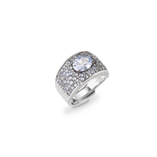Anillo Plata J11746M15 Abierto Piedra Aguamarina Circonitas