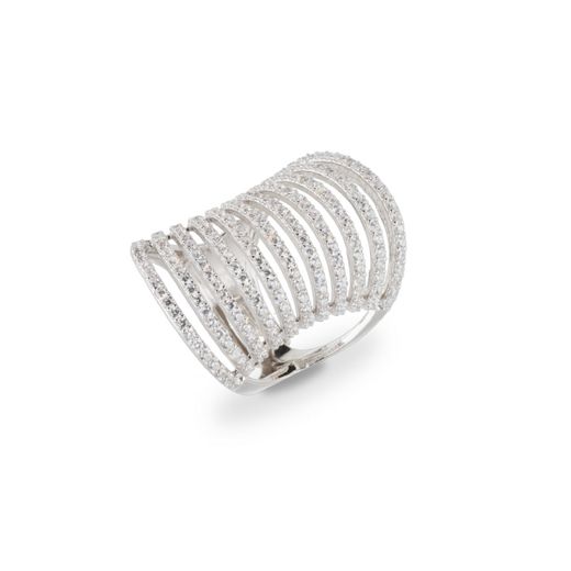 Anillo Plata J11773M17 Abierto Bandas Circonitas