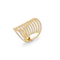 Anillo Plata Dorada J11774M15 Abierto Bandas Circonitas
