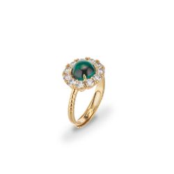 Anillo Plata Dorada J12029M16 Abierto Piedra Esmeralda Circonitas