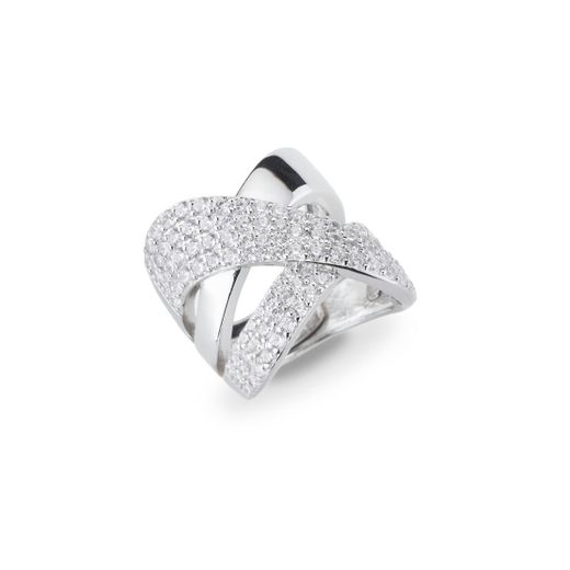 Anillo Plata J12751M12 Bandas Cruzadas Circonitas