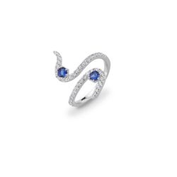 Anillo Plata J12777M16 Espiral Circonitas Azules Bicolor Blancas
