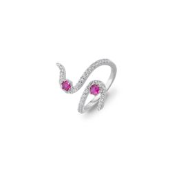 Anillo Plata J12778M16 Espiral Circonitas Fucsias Bicolor Blancas
