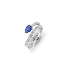 Anillo Plata J12807M12 Abierto Circonita Azul Bicolor Blancas